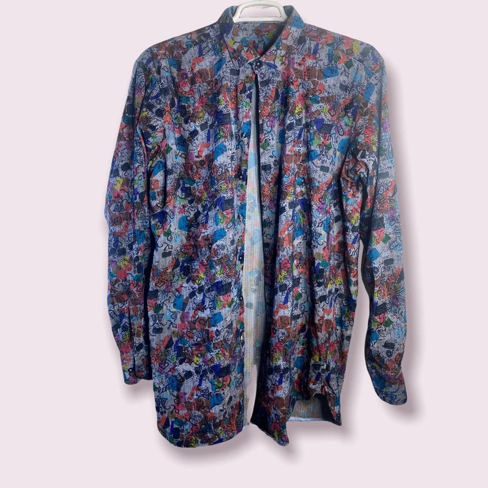 Visconti Black Men's Floral Button Down Tag Size XLT,Pre-Owned